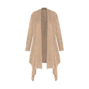 Woman Within Open-Front Pointelle Cardigan – Neutral Beige – Size 30 Plus